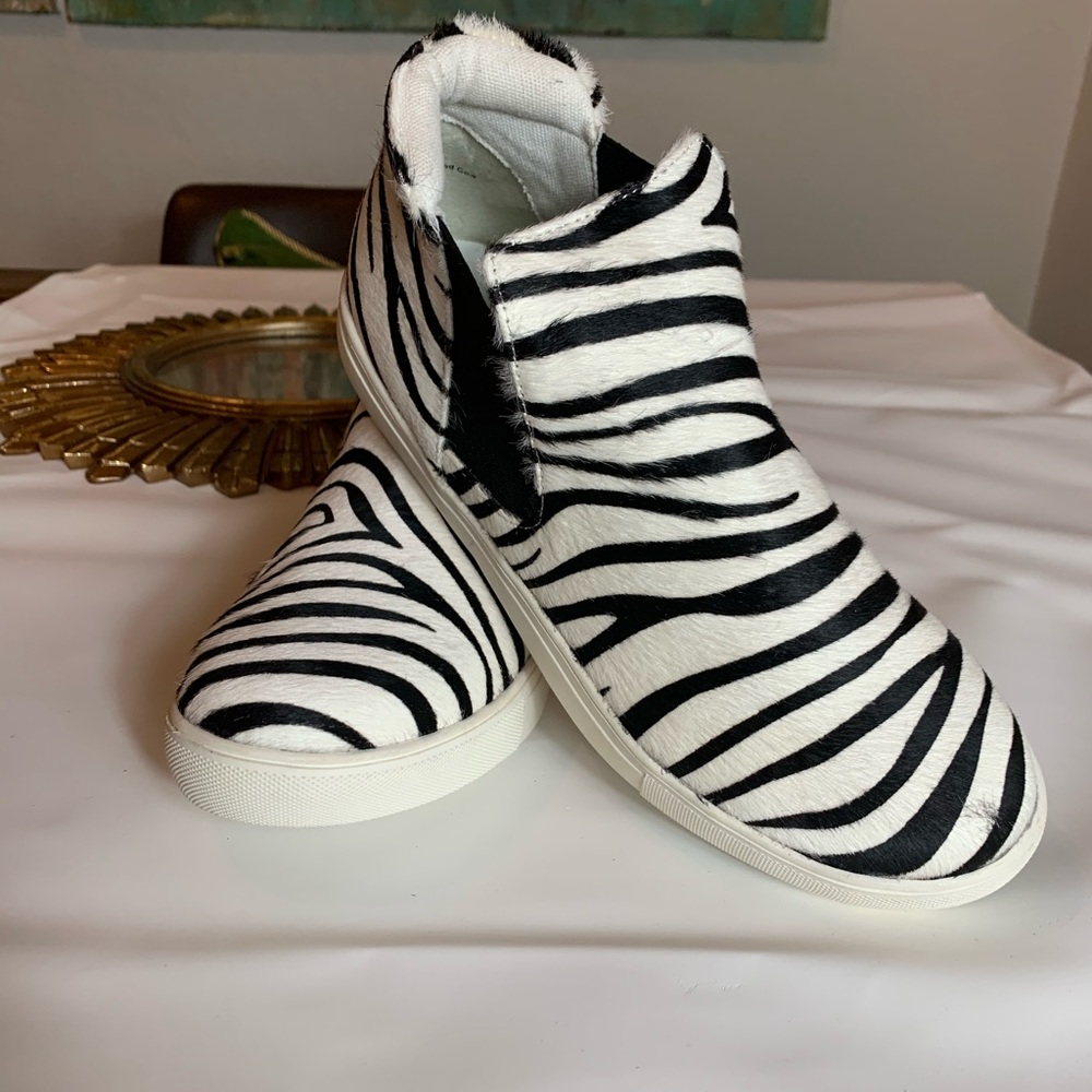 NEW Anthropologie Coconut by Matisse High top zebra genuine leather sneakers
